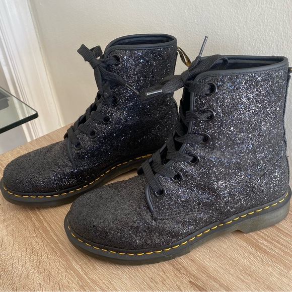 Dr Martens Black Chunky Glitter 1460 Farrah Lace Up Boots Women’s 11, EU 43 - Picture 7 of 13